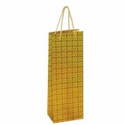 Пакет подарочный для бутылки 13x8,5x36 см, ЗОЛОТАЯ СКАЗКА голография, ассор