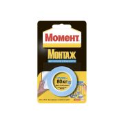 Лента монтажная Момент, клеящая, двусторон, 80кг/1,5м/12