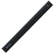 Линейка 30см BRAUBERG, непрозрачная, черная/20