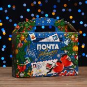 Коробка подарочная 26см*7см*23см Почта со снегирями